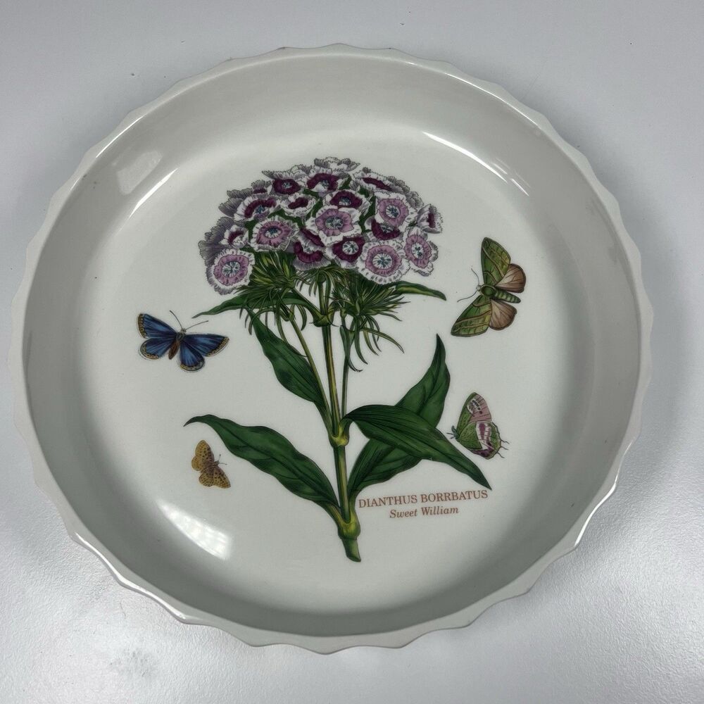 PORTMEIRION Botanic Garden Sweet William Dianthus Barbatus Fluted Flan Dish